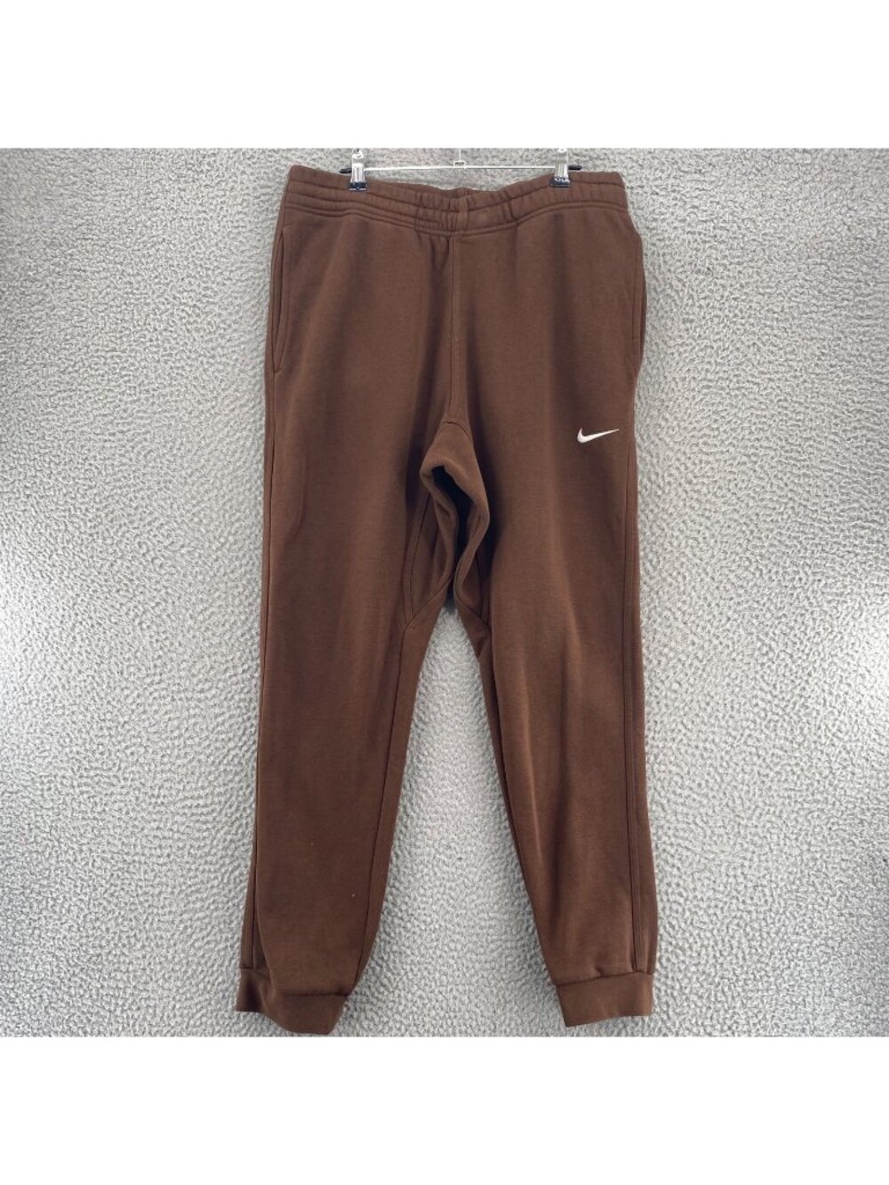 Nike Sweatpants Mens Large Brown Cotton Blend Stretch Knit Pockets Fleece Lined